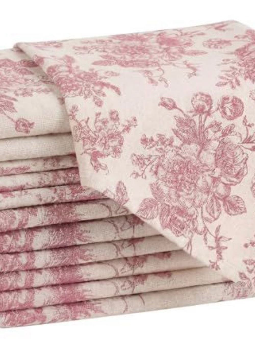 Floral Toile Print Table Napkins - Pink on Cream